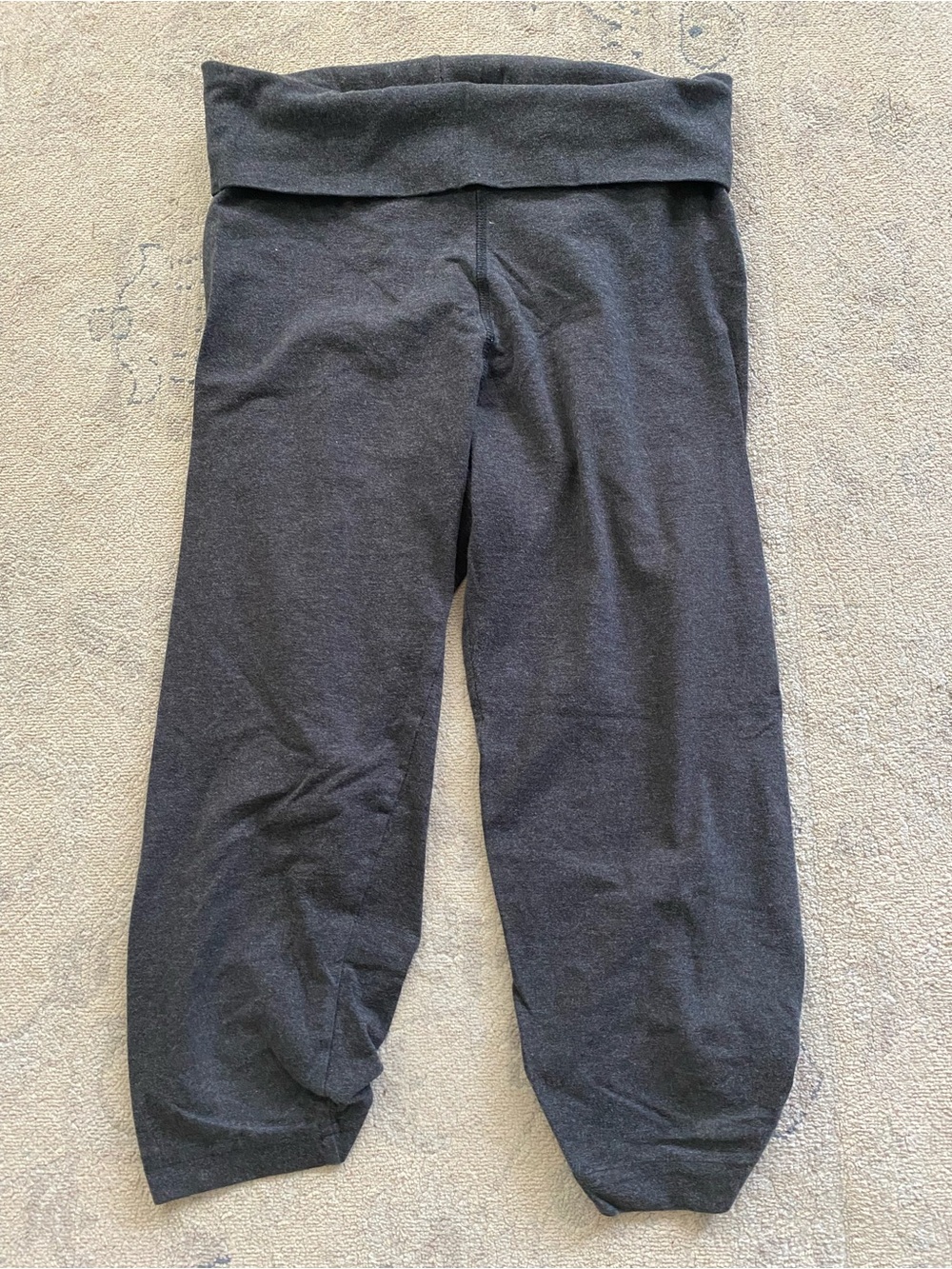 Hard Tail Button Detail Cropped Foldover Leggings Medium Charcoal Heather Gray